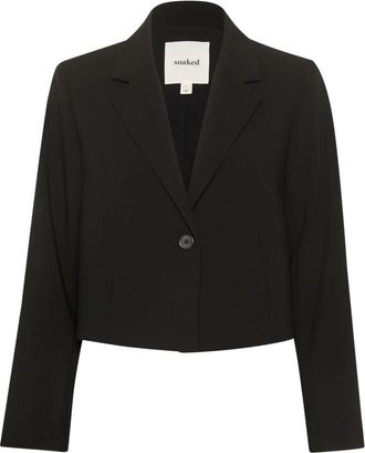 Soaked In Luxury SLCorinne Cropped Blazer - Dames - Blazers - Zwart - L - Leer - Jassen