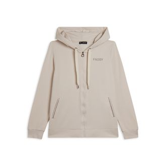 Freddy Felpa sportiva da donna cappuccio e zip con strass bicolore