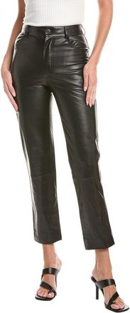 Oscar De La Renta Zip Front Silk-Lined Leather Pant