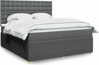 vidaXL Vidaxl - Cama Box Spring Con Colch&oacute;n Tela Gris Oscuro 180x200 Cm