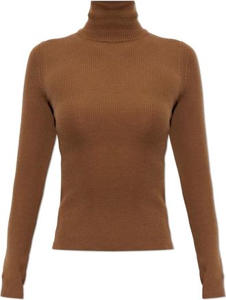 Max Mara Wool Turtleneck Sweater Cavallo - Dames - Truien - Bruin - Maat: L Wol