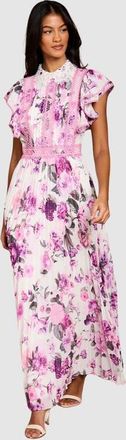 Coast Petite Lace Collar Frill Maxi Dress in Ivory at Nordstrom, Size 8