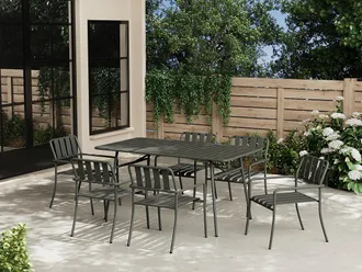 Vente-Unique Sala da pranzo da giardino in Metallo: il tavolo L.160 cm e 6 poltrone Antracite - BIRMOS di MYLIA