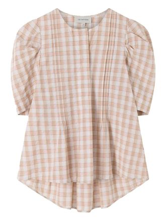 Lee Mathews puff-sleeve checked top - Pink
