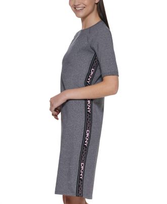 DKNY Sport Crewneck T-Shirt Dress In Black Tulle