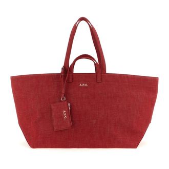 A.P.C. Large Le Drummer Toile Tote Bag - female - A.P.C. - Shopping Bags - Red - ONE SIZE - Bags