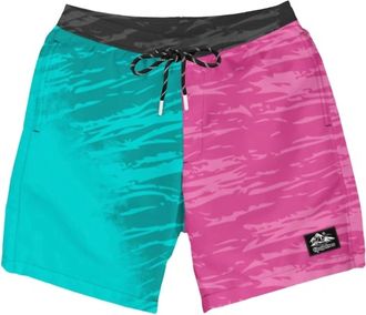 Tipsy Elves Mens Color Changing Swim Trunks In Pink & Teal