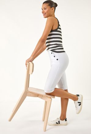 Roman Buttoned Pocket Cropped Shorts