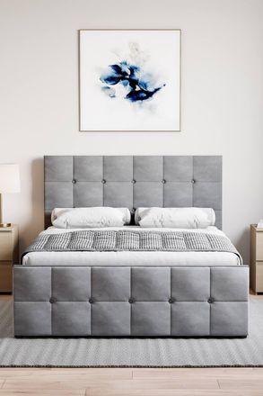 Home Discount Vida Designs Valentina Double Ottoman Bed & Gel Memory Foam Mattress in Grey