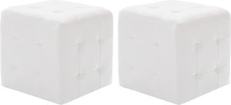 vidaXL Vidaxl Pouf 2 Pz Bianco 30x30x30 Cm In Similpelle