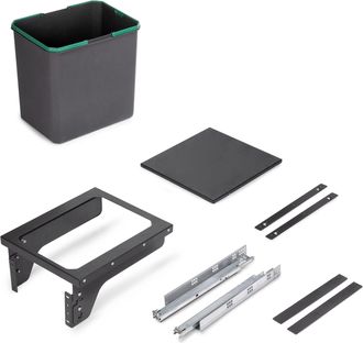 Emuca Contenedor De Reciclaje Para Fijaci&oacute;n Lateral En Mueble De Cocina Recycle 1x35litros, Acero, Pl&aacute;stico Gris Antracita - Emuca