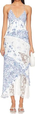 For Love & Lemons Rosalyn Maxi Dress In Blue