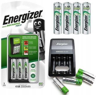 OEM Cargador De Bater&iacute;as Para Pilas Aaa Y Aa + 4 Bater&iacute;as Energizer De 2000 Mah