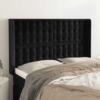 vidaXL Cabecero Con Orejas De Terciopelo Negro 147x16x118/128 Cm Vidaxl