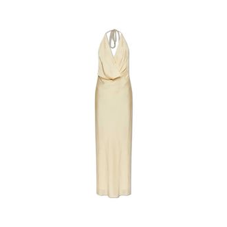 Rotate ROTATE Birger Christensen, Party Dresses, female, Yellow, Size: S Satin Slip Dress With Straps