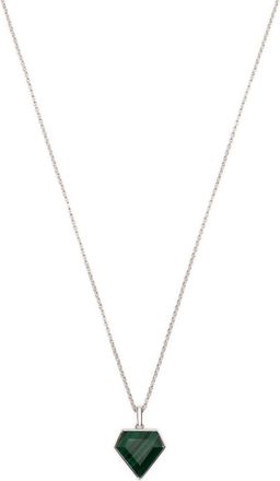 Mateo Bijoux Sterling Silver Malachite Pentagon Necklace - Mens - Silver Plated