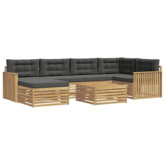 vidaXL Conjunto De Sof&aacute;s De Exterior 7 Uds. Blanco Y Antracita Vidaxl