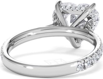 The Diamond Store Amora Heart 3.36ct Hidden Halo Lab Diamond Engagement Ring With Side Stones Set in 18K White Gold