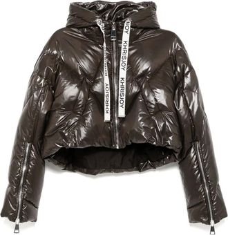 Khrisjoy Khris cropped glanzend jack - Bruin