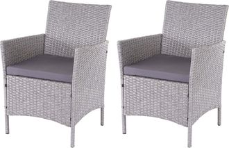 Hhg Nunca Usado] Lote De 2 Sillones De Jard&iacute;n De Poly Rat&aacute;n Halden, Silla De Mimbre, Gris, Cojines Antracita