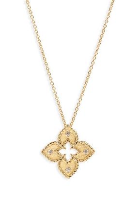 Roberto Coin Venetian Princess Diamond Pendant Necklace in Yg at Nordstrom, Size 18