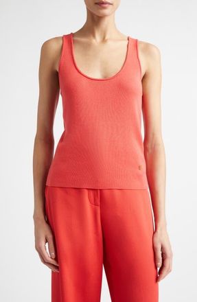 St. John Silk & Cotton Sweater Tank in Deep Coral at Nordstrom, Size X-Small