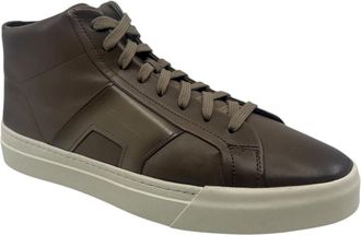 Santoni Sneakers - Heren - Sneakers - Grijs - 42 1/2 EU - Leer - Schoenen