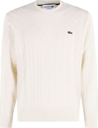 Lacoste Cable Knit Ribbed Crewneck Pullover