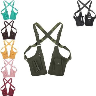 Generic Two-Compartment Crossbody Chest Bag,Adjustable Strap Anti-Theft Pack for Hiking,Daily Travel Essentials Organizer (Green)