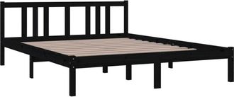 vidaXL Bed Frame without Mattress Black Solid Wood 150x200 cm King Size King Size Vidaxl