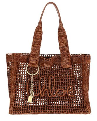 Chlo&eacute; Tote East-West Summer Banana Brown Raffia Tote Bag
