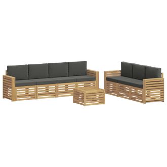 vidaXL Juegos De Sof&aacute;s 8 Uds. Blanco Y Antracita Poli&eacute;ster Vidaxl
