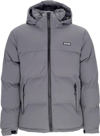 Iuter Donkergrijze Puffer Donsjas - Heren - Gewatteerde jassen - Grijs - M - Polyester - Jassen