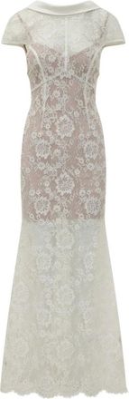 Self Portrait Party Dresses, female, White, Size: S Floral Lace Maxi Dress