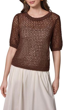 DKNY Open Knit Crewneck Sweater in Canyon at Nordstrom, Size X-Large