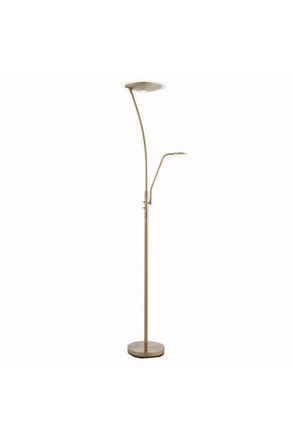 Netlighting Alassio LED 1 Light Floor Lamp Antique Brass & Frosted Plastic in Gold