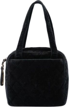 Chanel Pre-owned Quilted Velvet Handbag - Dames - Vintage Handtas - Zwart - ONE Size - Vintage