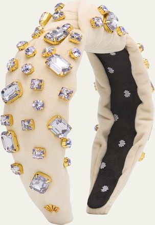 Lele Sadoughi Embellished Knotted Velvet Headband