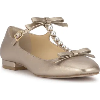 Jessica Simpson Jolliya T-Strap Flat in Gold 03 at Nordstrom Rack, Size 9.5