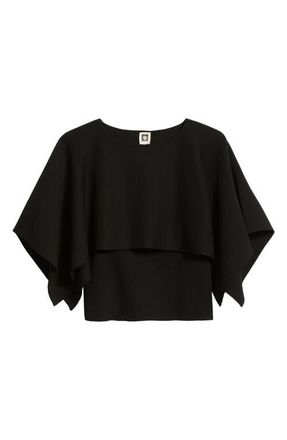Anne Klein Boat Neck Sweater Cape in Anne Black at Nordstrom, Size Xx-Small