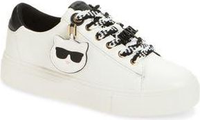 Karl Lagerfeld Capree Karl Choupette Low Top Sneaker in Bright White/Black at Nordstrom Rack, Size 8.5