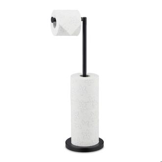 OEM Relaxdays Support De Papier-toilette, R&eacute;serve De 4 Rouleaux, Support Vertical Avec Pied, 57x21,5x16,5 Cm, En Fer, Noir