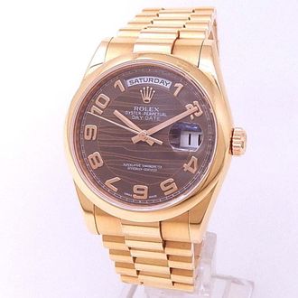 Rolex Pre-owned Rolex Day-Date Automatic Chronometer Brown Dial Mens Watch 118205 BRAP
