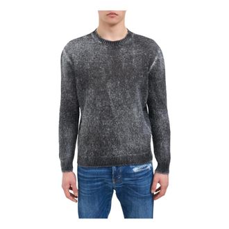 Avant Toi Round-neck Knitwear, male, Black, Size: S Maglia Girocollo Hand Painted