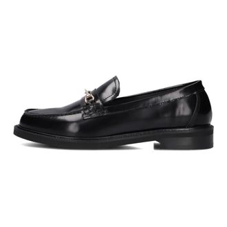 Stefano Lauran Schoenen, Dames, Zwart, 41 EU, Wol, Zwarte Leren Loafers voor Herfst/Winter