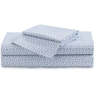 Petite Plume Ditsy Waltz 250 Thread Count Cotton Sheet Set in White at Nordstrom, Size Queen
