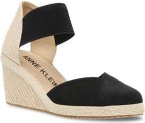 Anne Klein Zoey Wedge Sandal in Black Fabric at Nordstrom Rack, Size 8.5