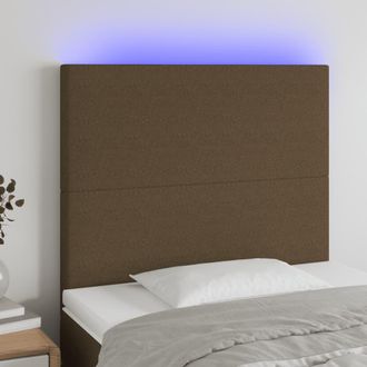 vidaXL Cabecero Con Luces Led Tela Marr&oacute;n Oscuro 100x5x118/128 Cm Vidaxl
