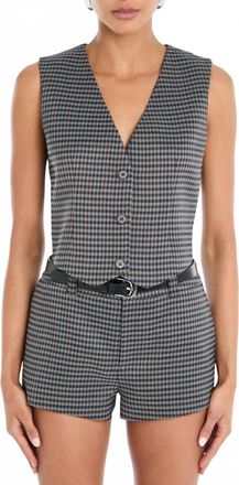 SER.O.YA Tatiana Sleeveless Vest In Charcoal/houndstooth