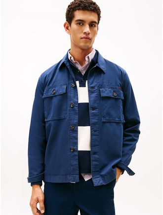 Tommy Hilfiger Mens Garment-Dyed Utility Shirt Jacket - Navy - XXL